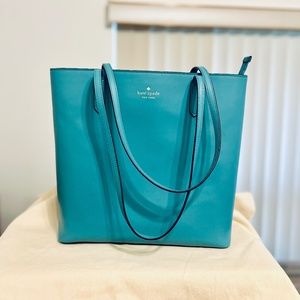 Kate Spade Stone Blue Leather Tote EUC